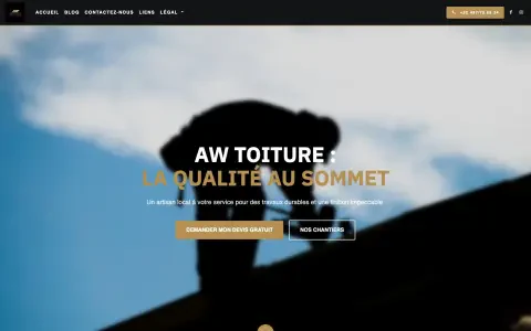 Page d'accueil du site AW Toiture