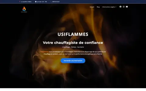 Page d'accueil du site Usiflammes